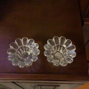 Small glass candle stick holders.